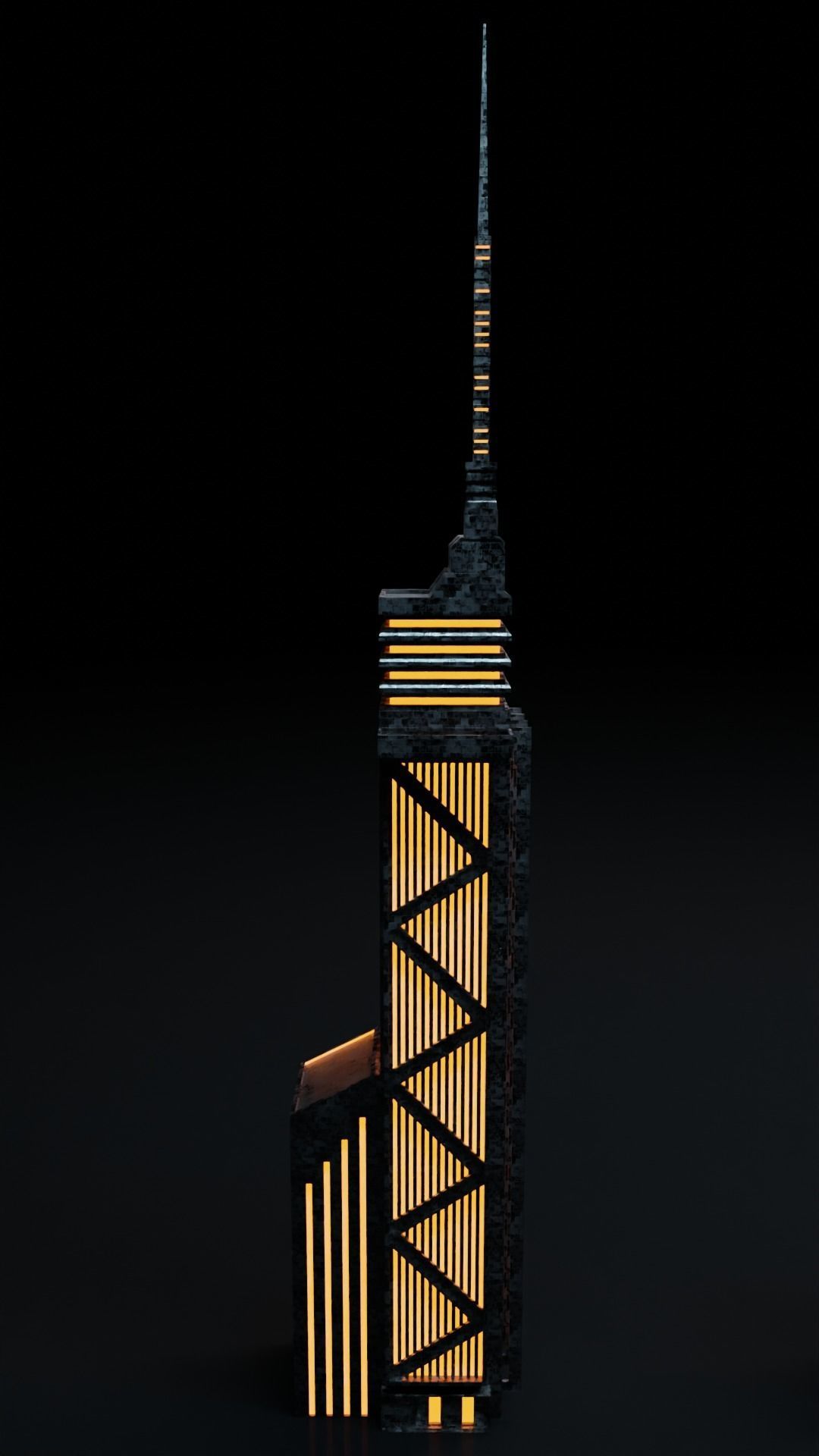 Sci-fi city building kit Low-poly 3D model_1