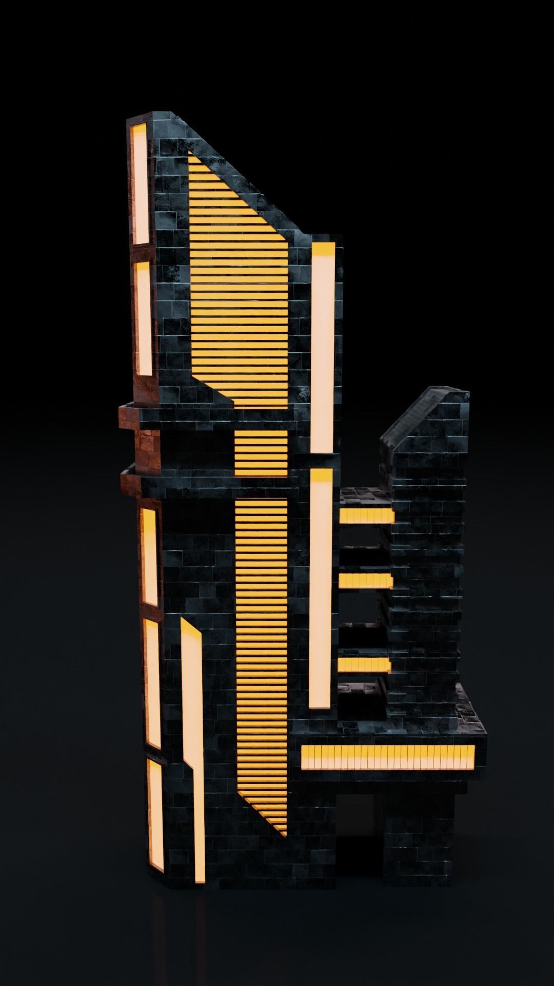 Sci-fi city building kit Low-poly 3D model_3