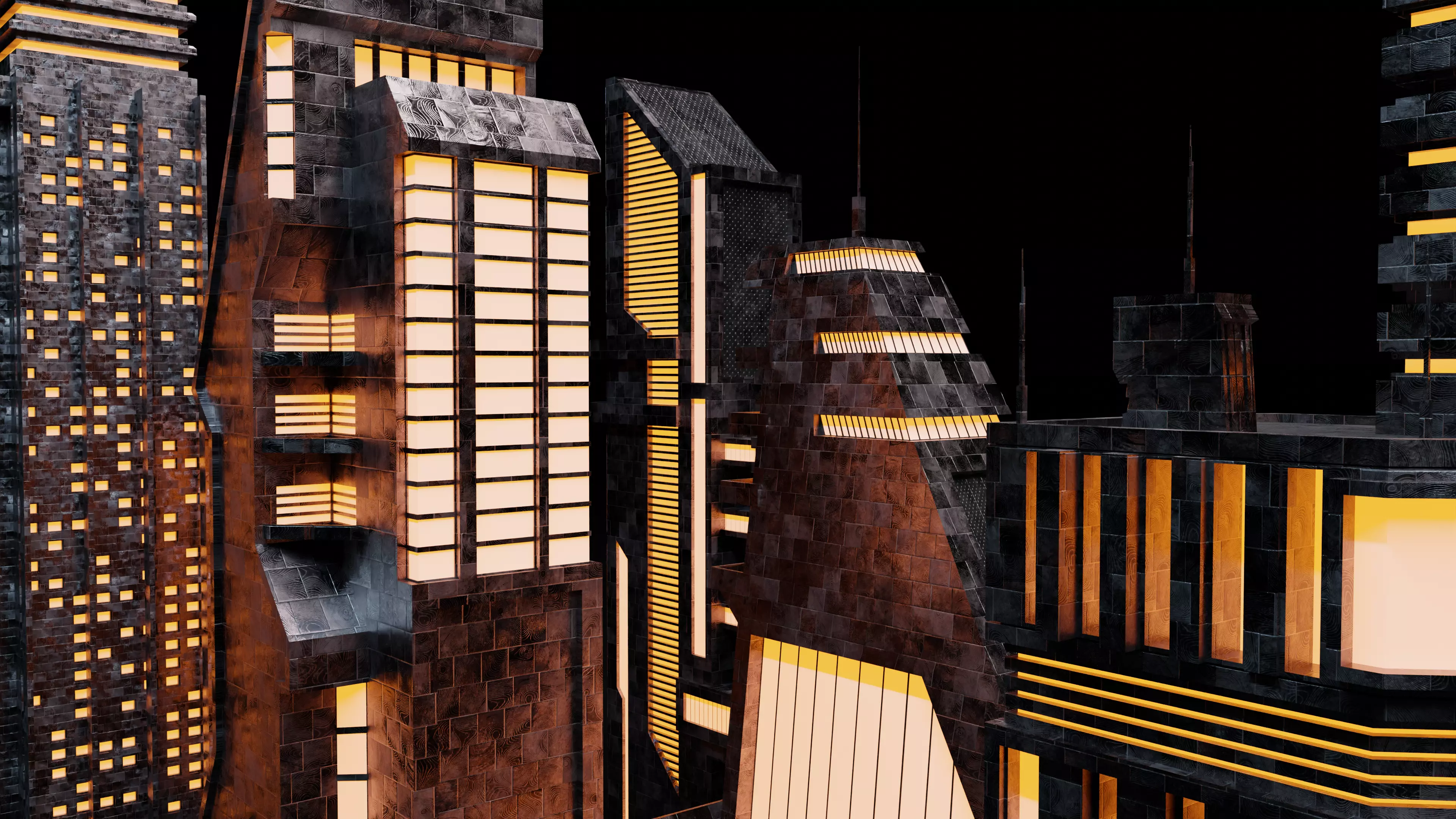 Sci-fi city building kit Low-poly 3D model_0