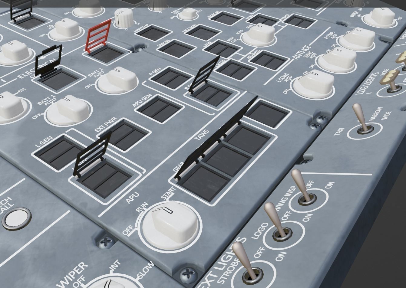 Airbus A220 Cockpit Overhead Animated Low-poly 3D model_8