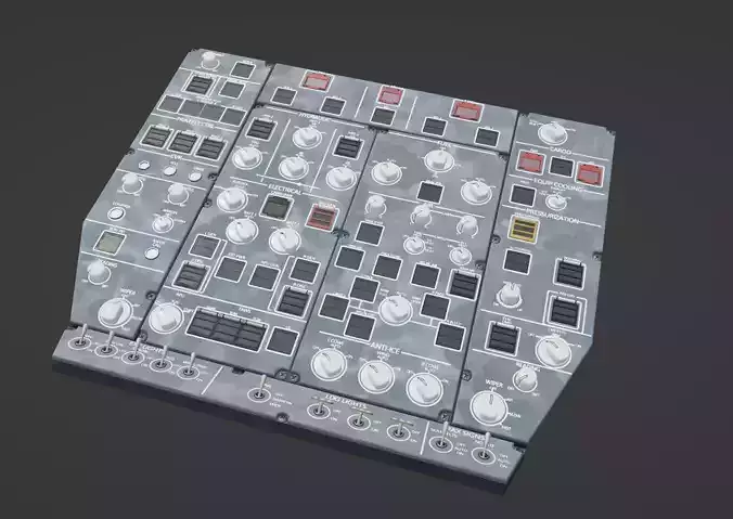 Airbus A220 Cockpit Overhead Animated Low-poly 3D model