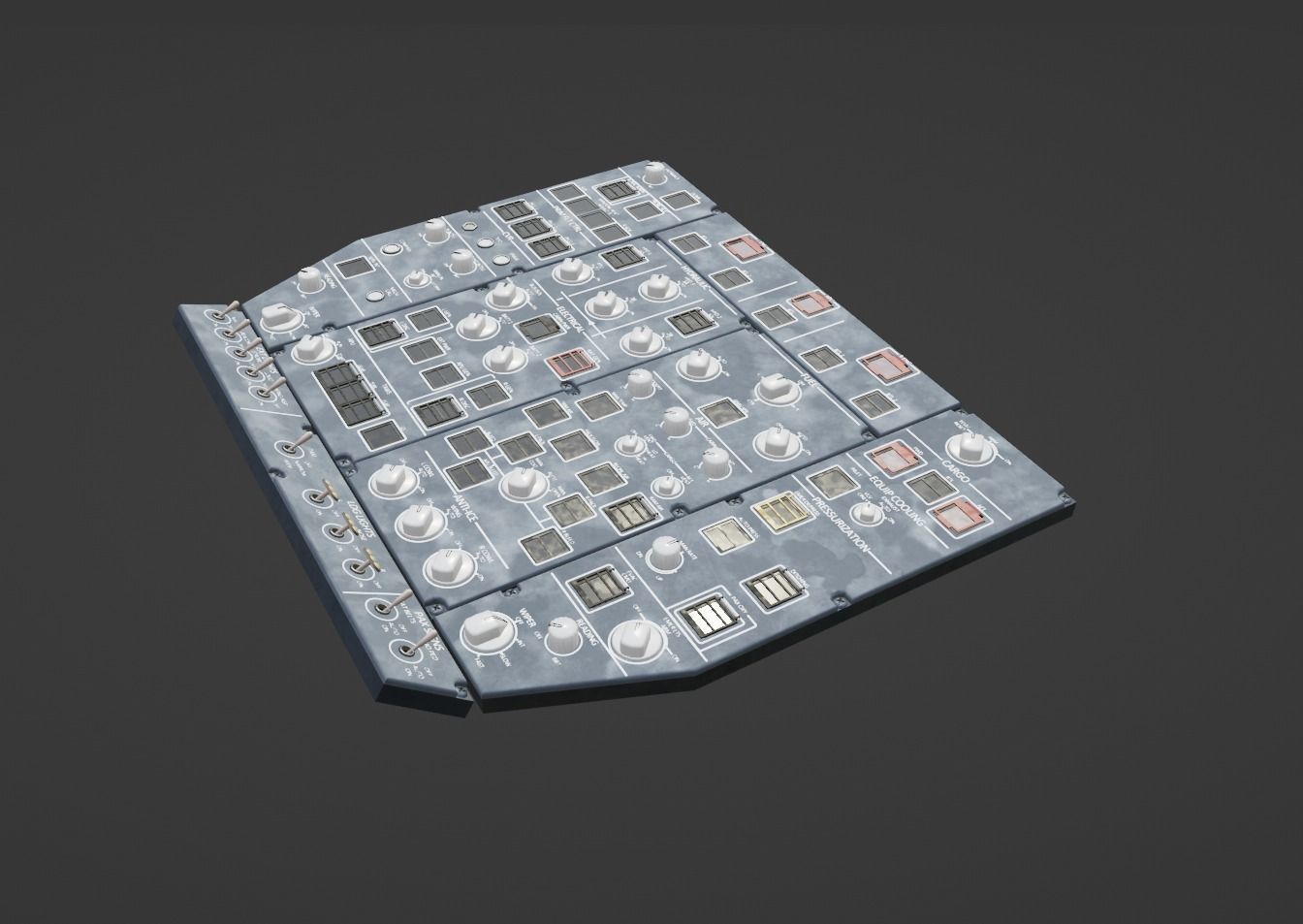 Airbus A220 Cockpit Overhead Animated Low-poly 3D model_10