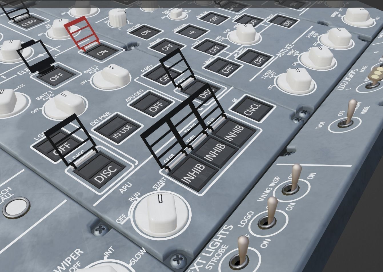 Airbus A220 Cockpit Overhead Animated Low-poly 3D model_9
