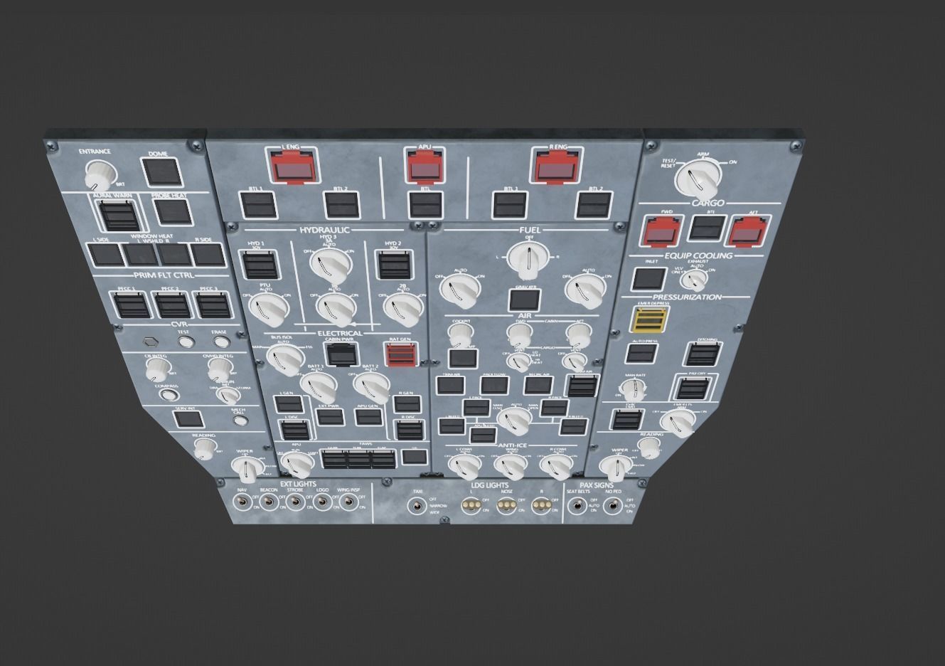 Airbus A220 Cockpit Overhead Animated Low-poly 3D model_2