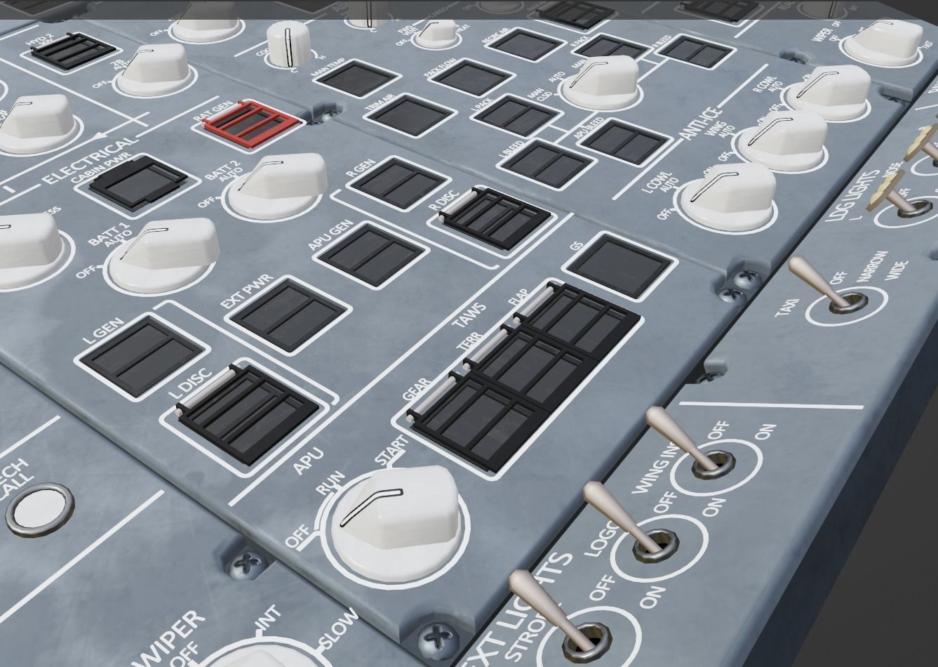 Airbus A220 Cockpit Overhead Animated Low-poly 3D model_7