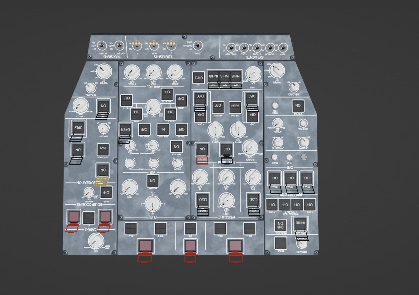 Airbus A220 Cockpit Overhead Animated Low-poly 3D model_6