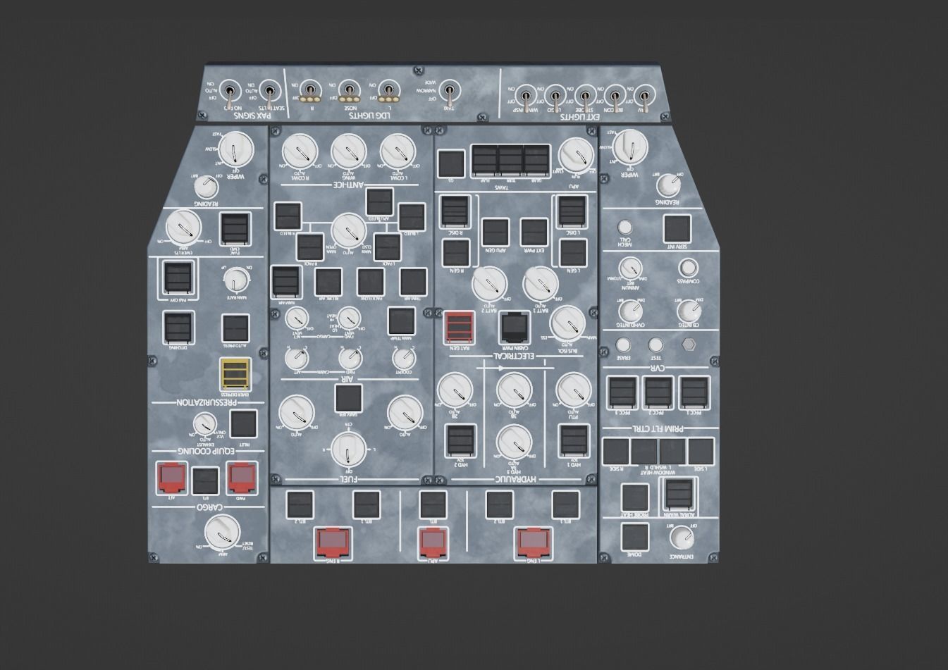 Airbus A220 Cockpit Overhead Animated Low-poly 3D model_5