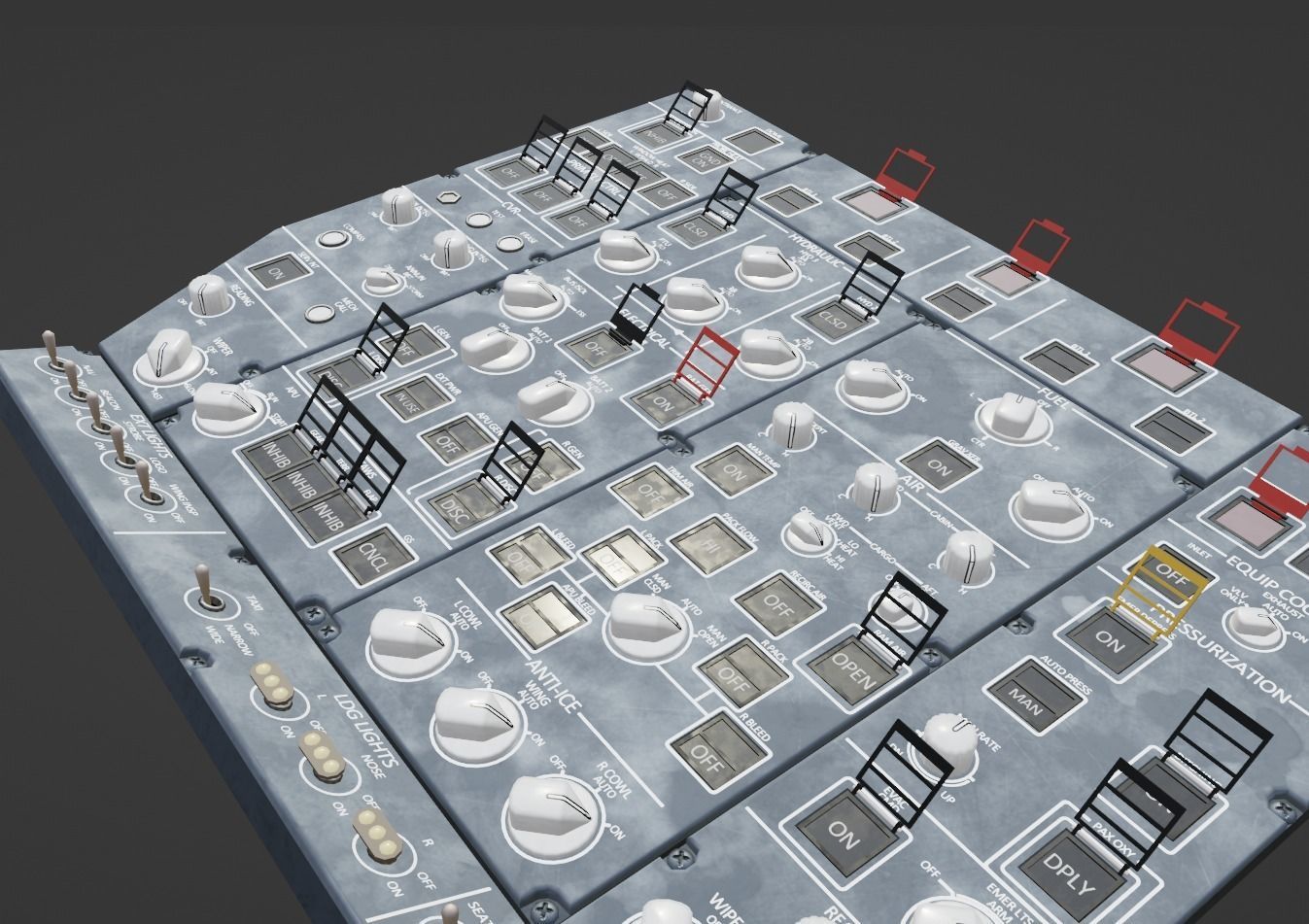 Airbus A220 Cockpit Overhead Animated Low-poly 3D model_4