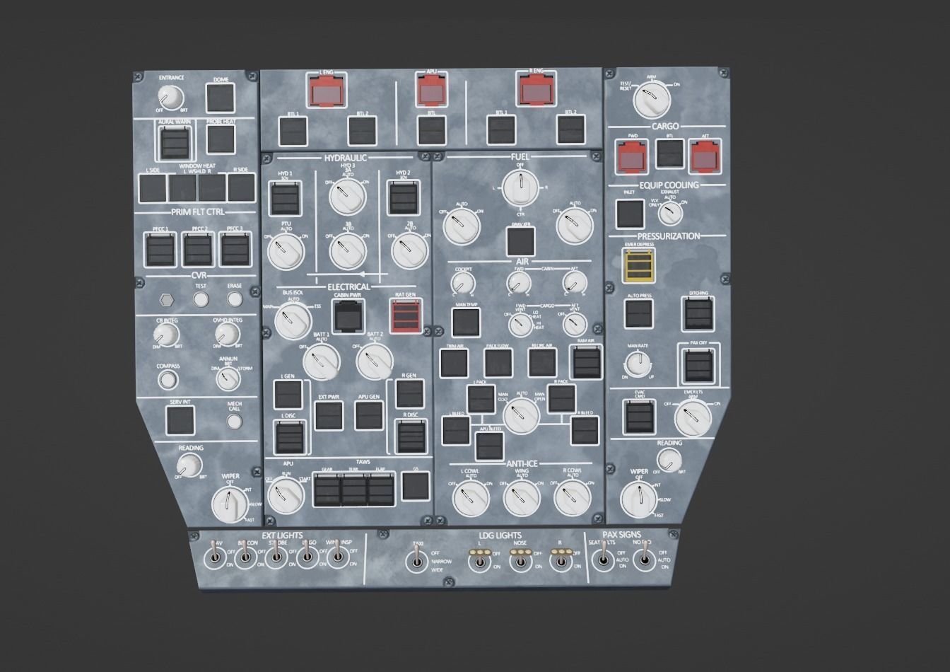 Airbus A220 Cockpit Overhead Animated Low-poly 3D model_1