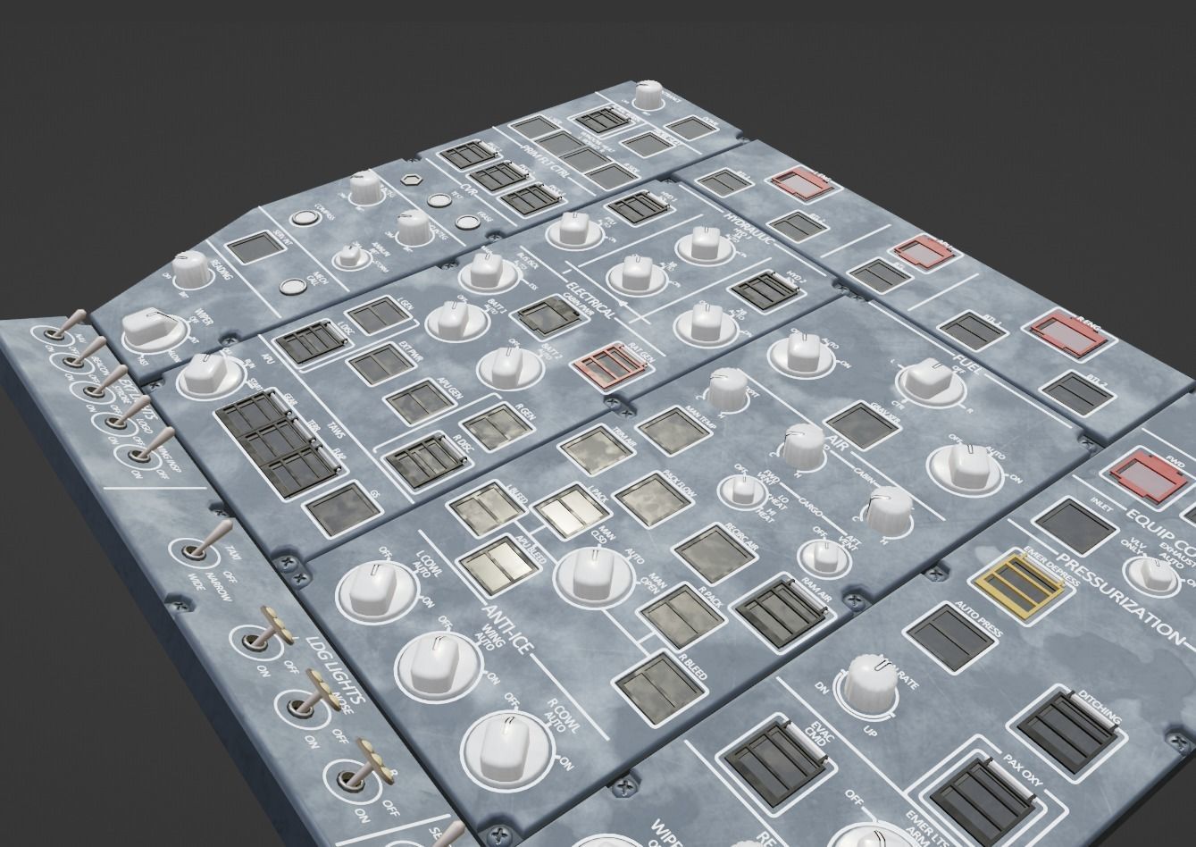 Airbus A220 Cockpit Overhead Animated Low-poly 3D model_3