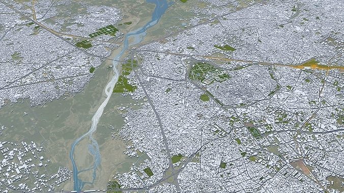 Lahore Pakistan 50km Low-poly 3D model 4