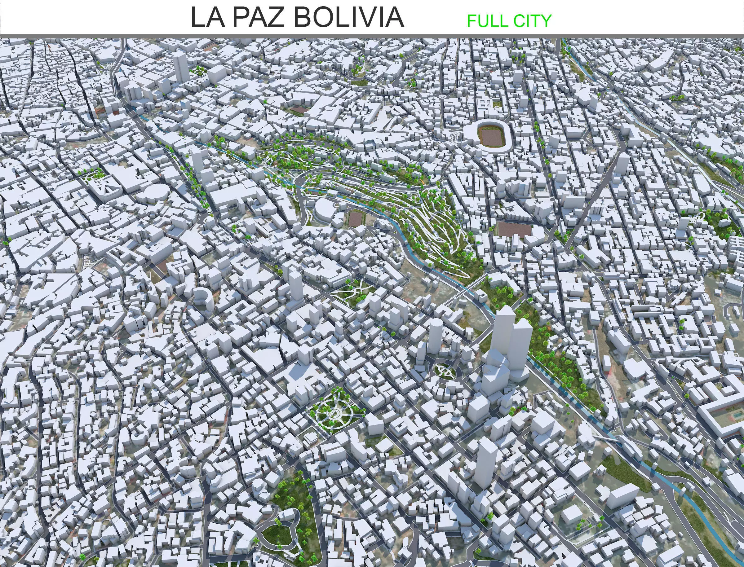 La Paz Bolivia 35km Low-poly 3D model