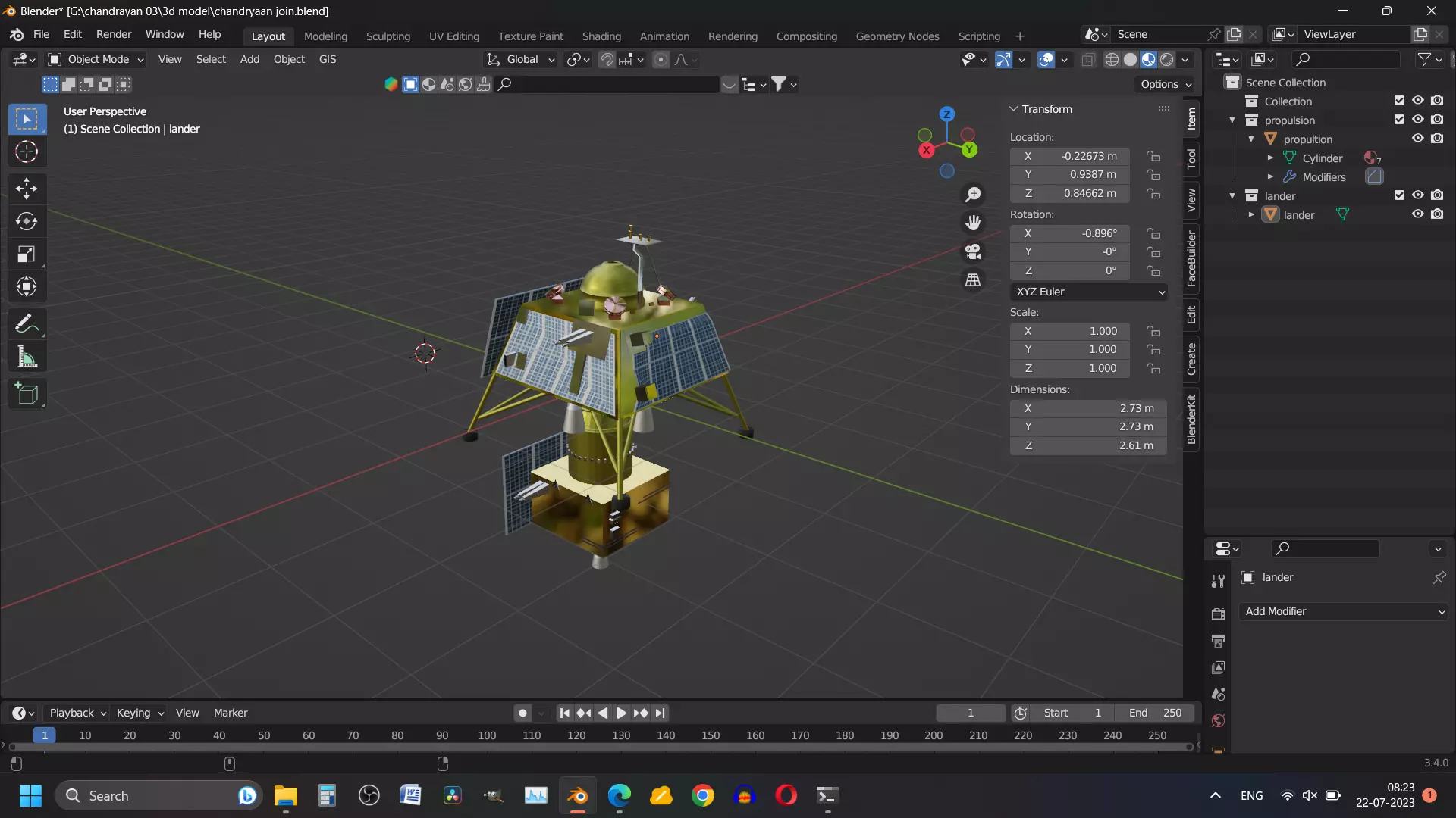 Chandrayan 3 modules-color and without color with Blend file Low-poly 3D model_0