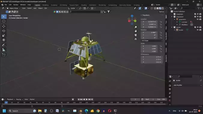 Chandrayan 3 modules-color and without color with Blend file Low-poly 3D model Chandrayan 3 modules-color and without color with Blend file Low-poly 3D model