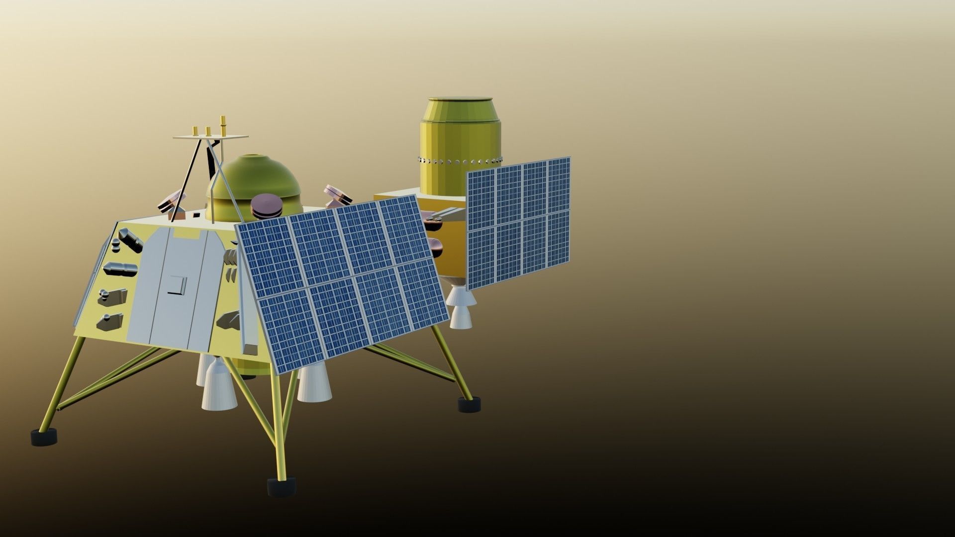 Chandrayan 3 modules-color and without color with Blend file Low-poly 3D model_14