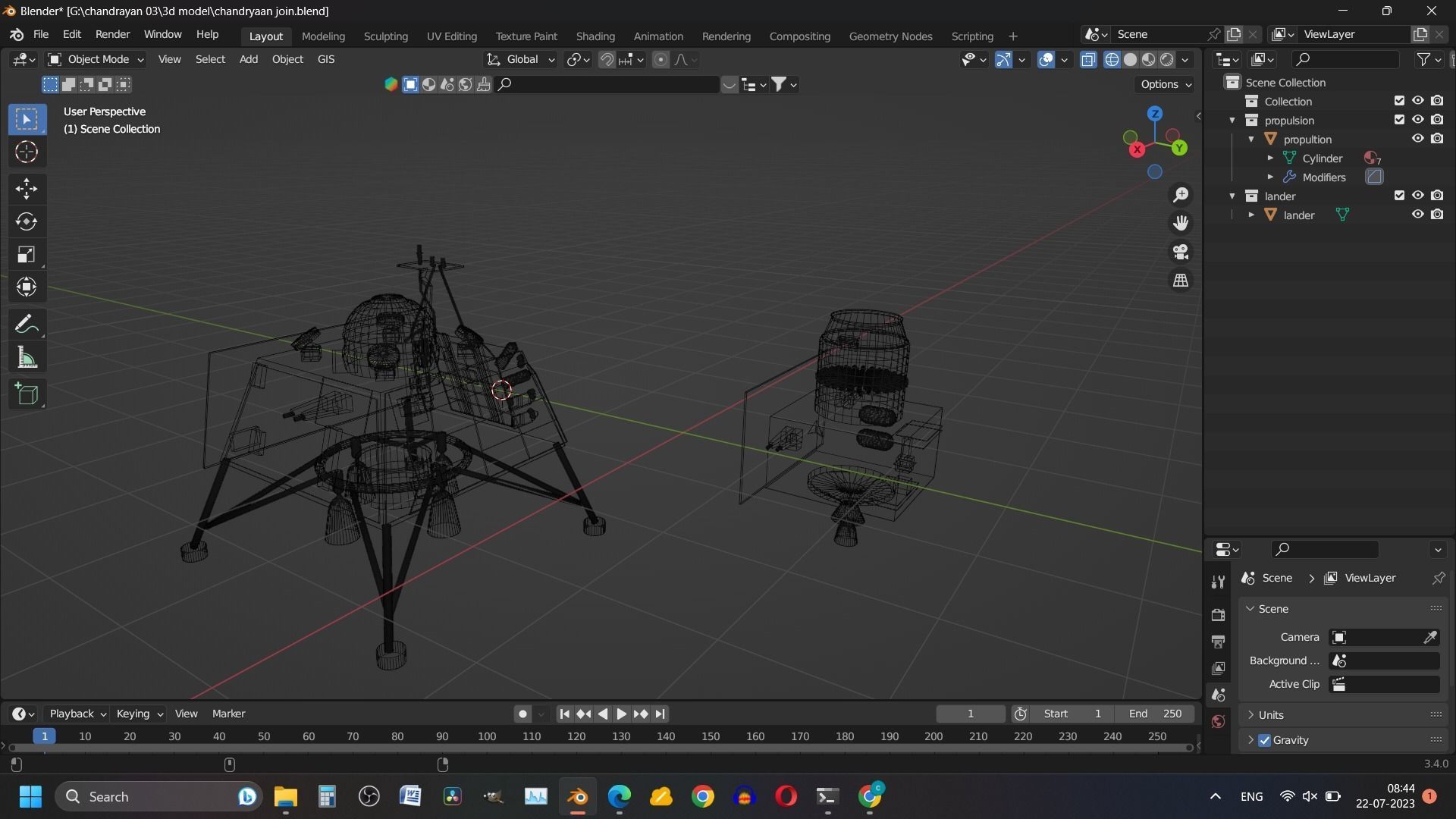Chandrayan 3 modules-color and without color with Blend file Low-poly 3D model_6