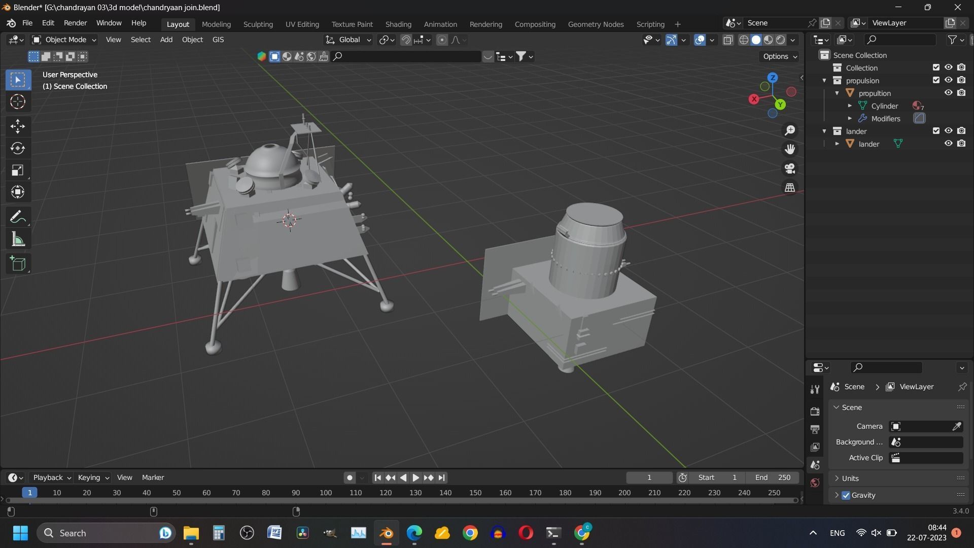 Chandrayan 3 modules-color and without color with Blend file Low-poly 3D model_7