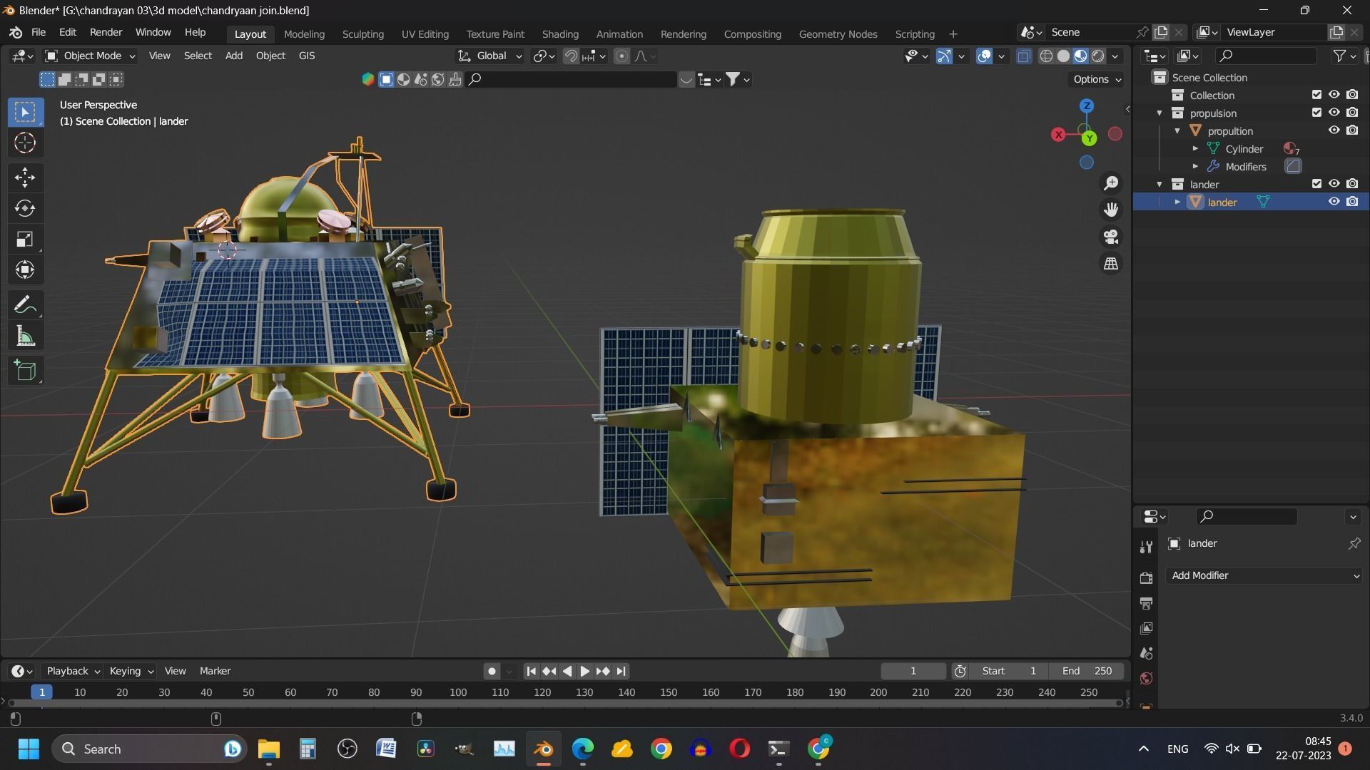 Chandrayan 3 modules-color and without color with Blend file Low-poly 3D model_9
