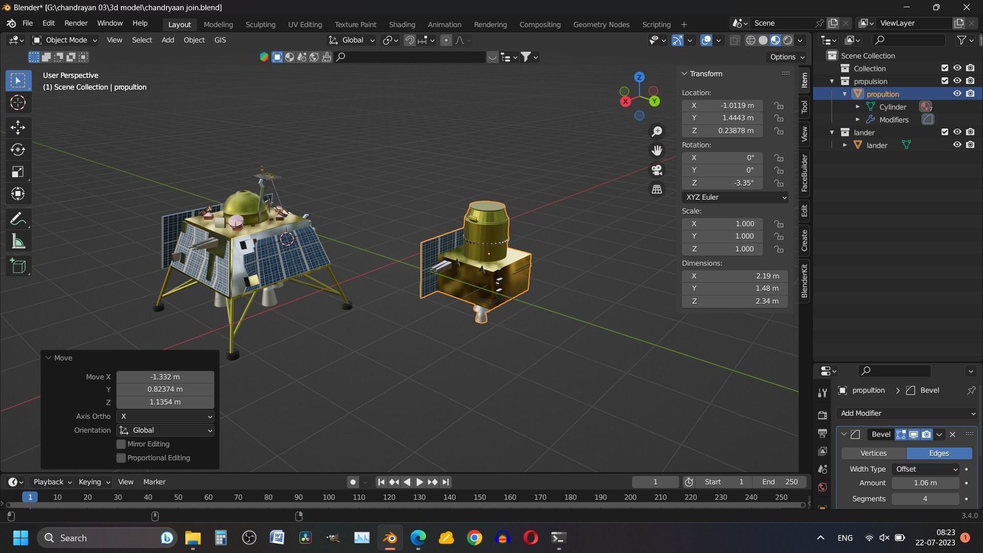 Chandrayan 3 modules-color and without color with Blend file Low-poly 3D model_4