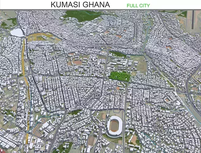 Kumasi Ghana 45km Low-poly 3D model