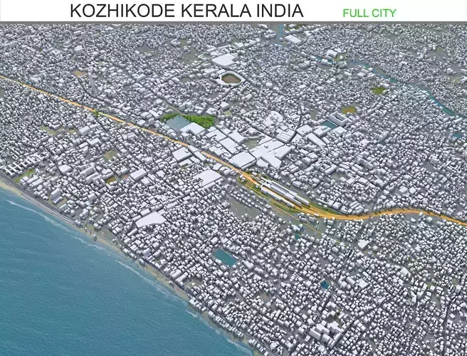 Kozhikode Kerala India 35km AI Low-poly 3D model