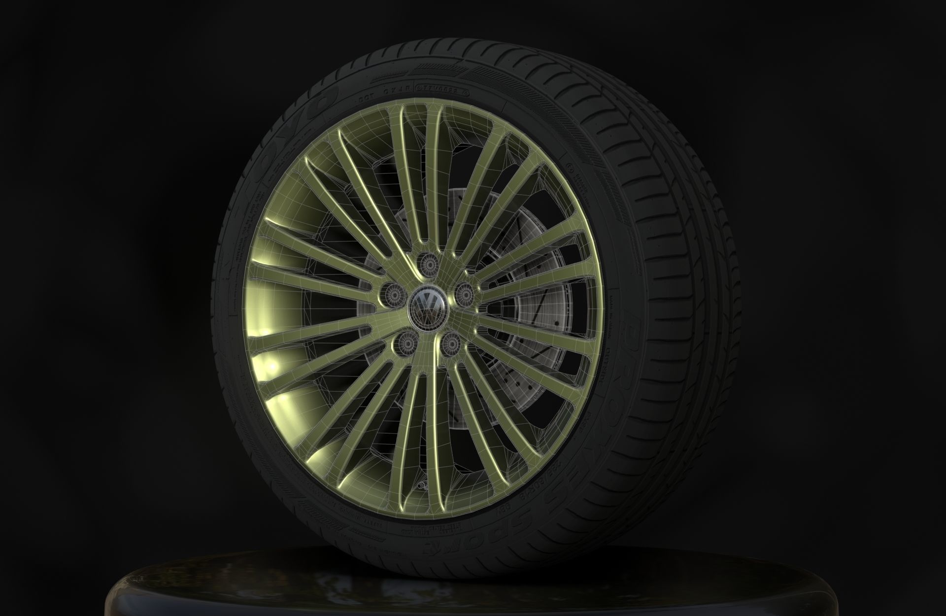 Golf MK5 R32 - Wheels - Game Ready - Fully Textured Low-poly 3D model_6