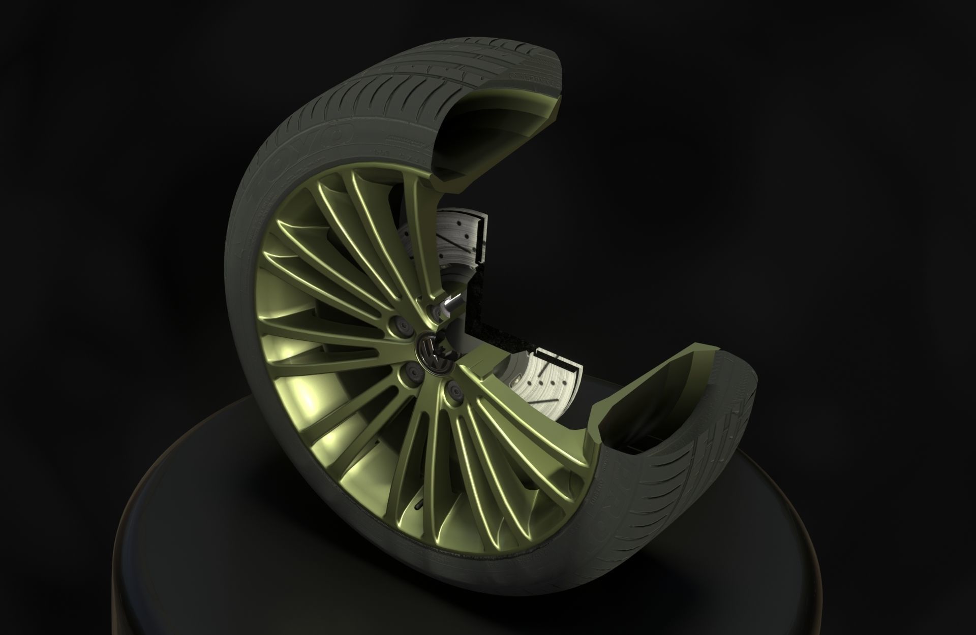 Golf MK5 R32 - Wheels - Game Ready - Fully Textured Low-poly 3D model_14