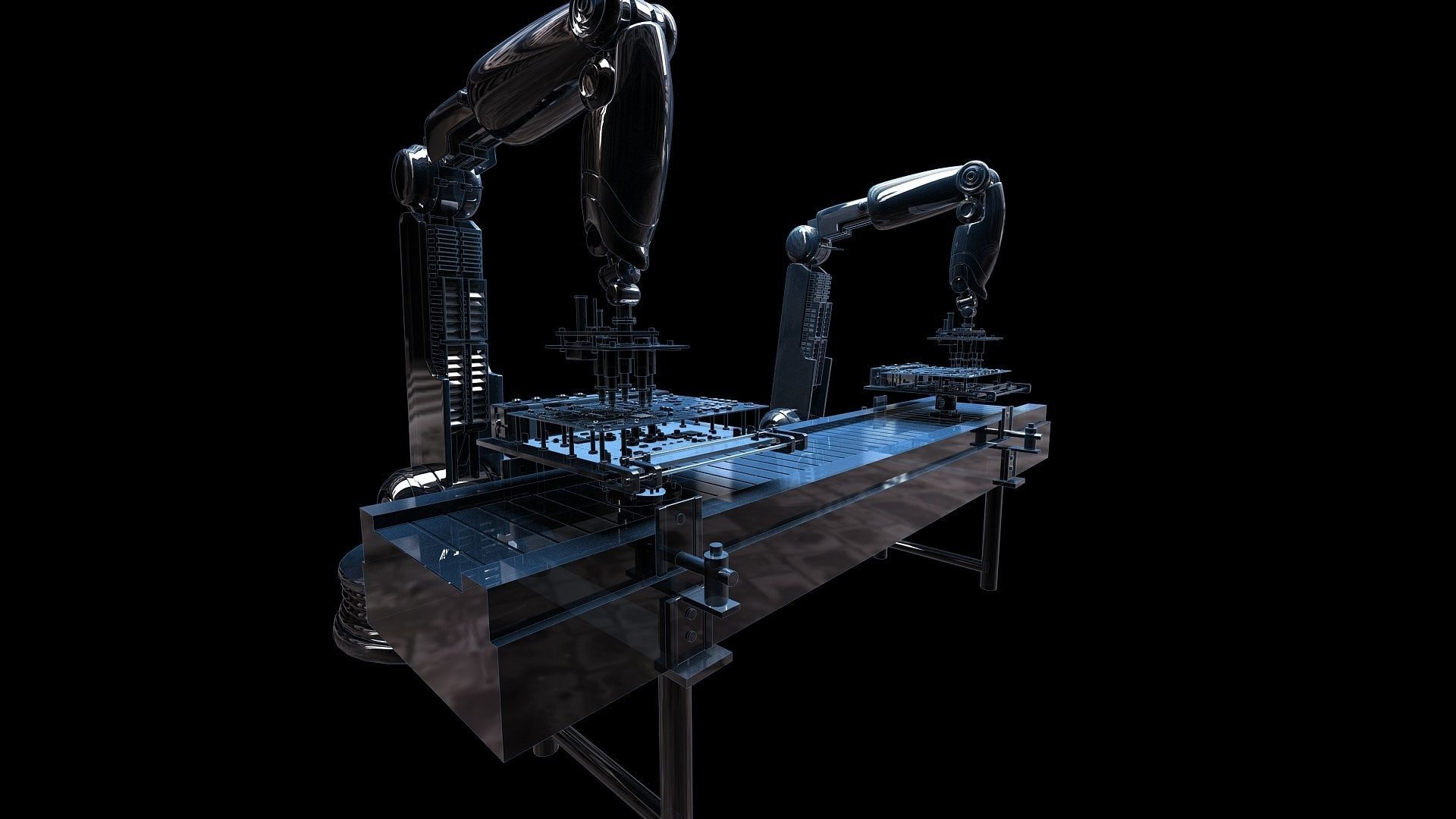Robotic arm console Robotic automation Chip manufacturing 3D model_4