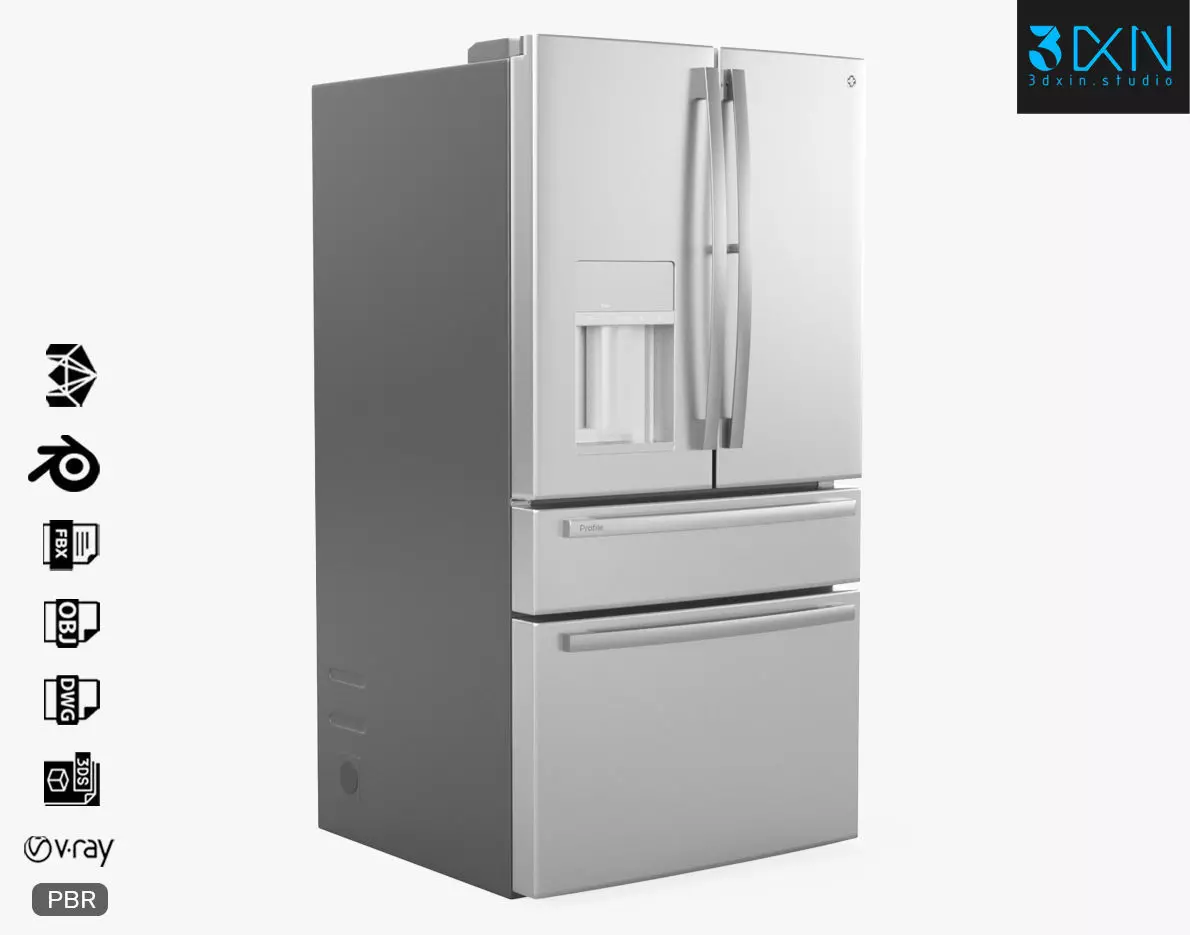 GE Profile French-Door Refrigerator PVD28BYNFS 3D model_0