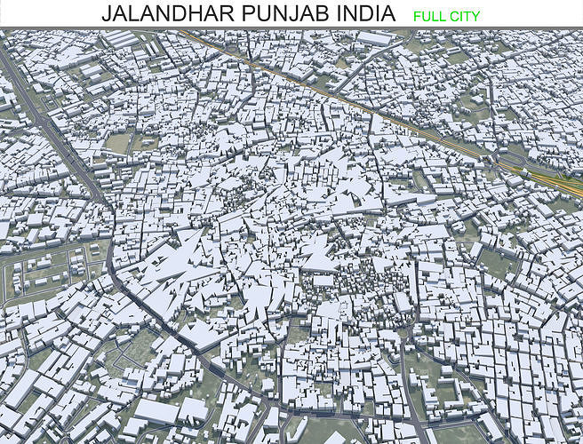 Jalandhar Punjab India 30km Low-poly 3D model