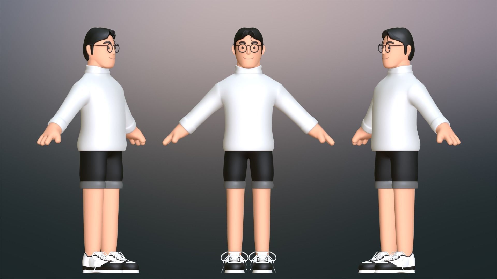 Minimal People Man Character 1002 Low-poly 3D model_6