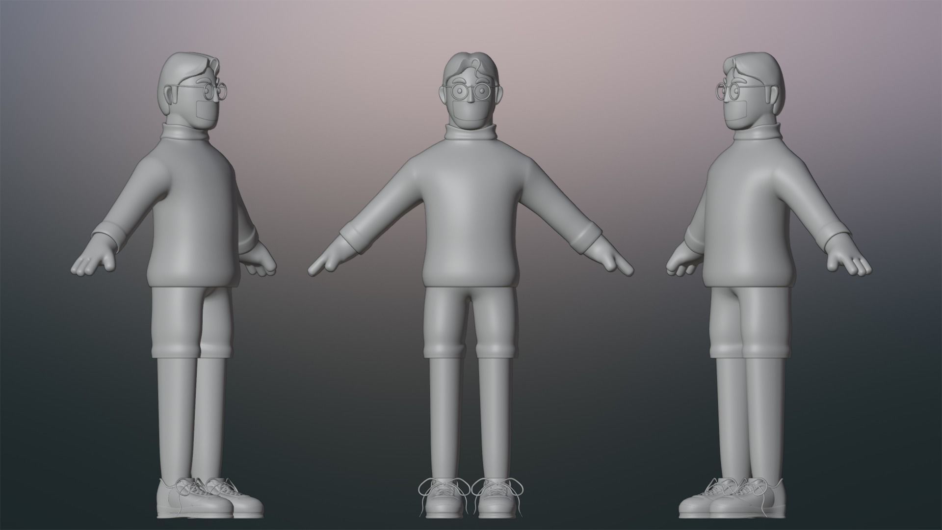 Minimal People Man Character 1002 Low-poly 3D model_7
