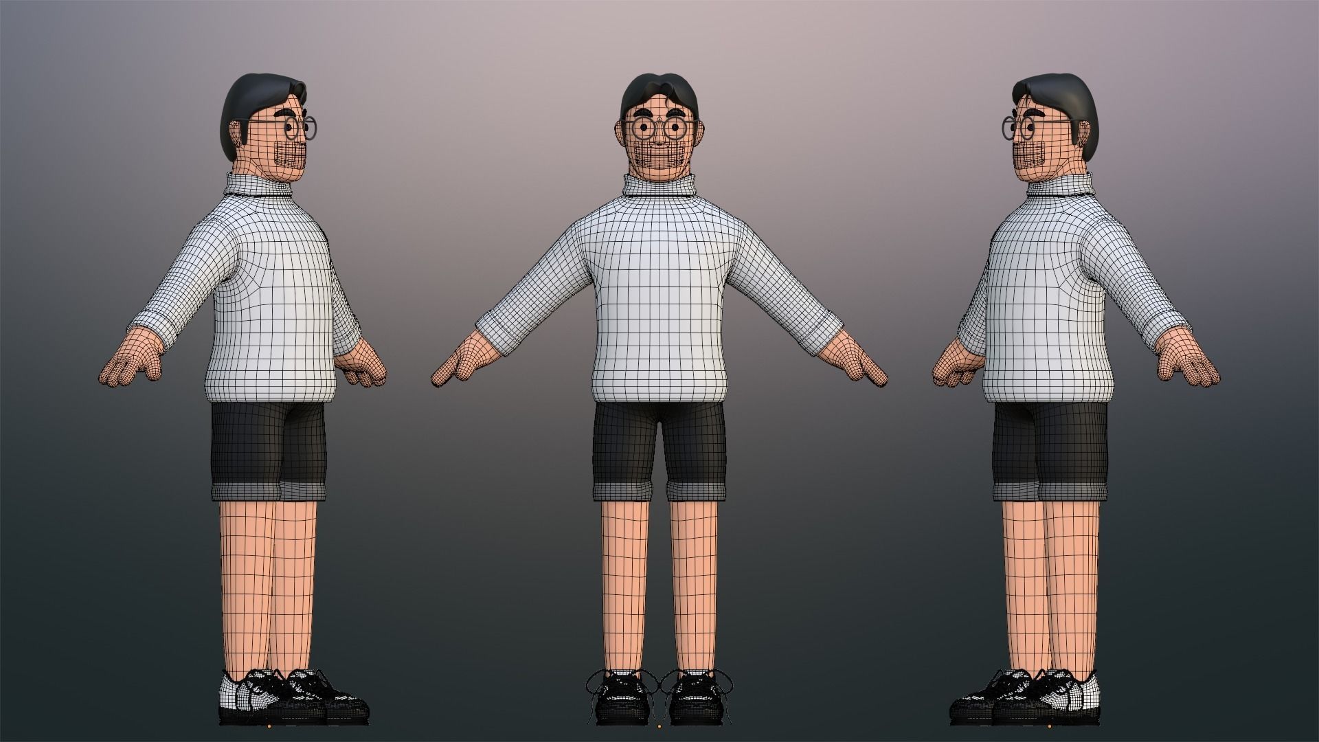 Minimal People Man Character 1002 Low-poly 3D model_9