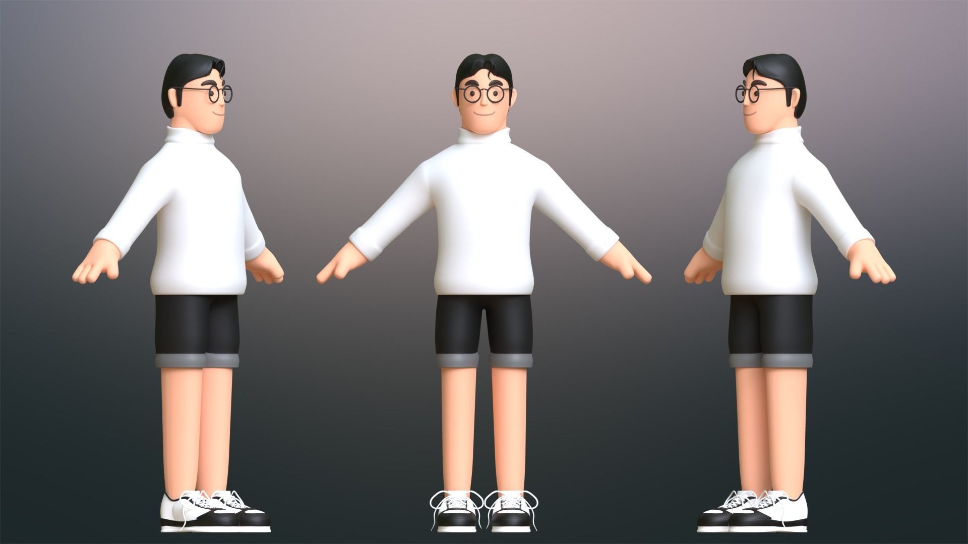 Minimal People Man Character 1002 Low-poly 3D model_5