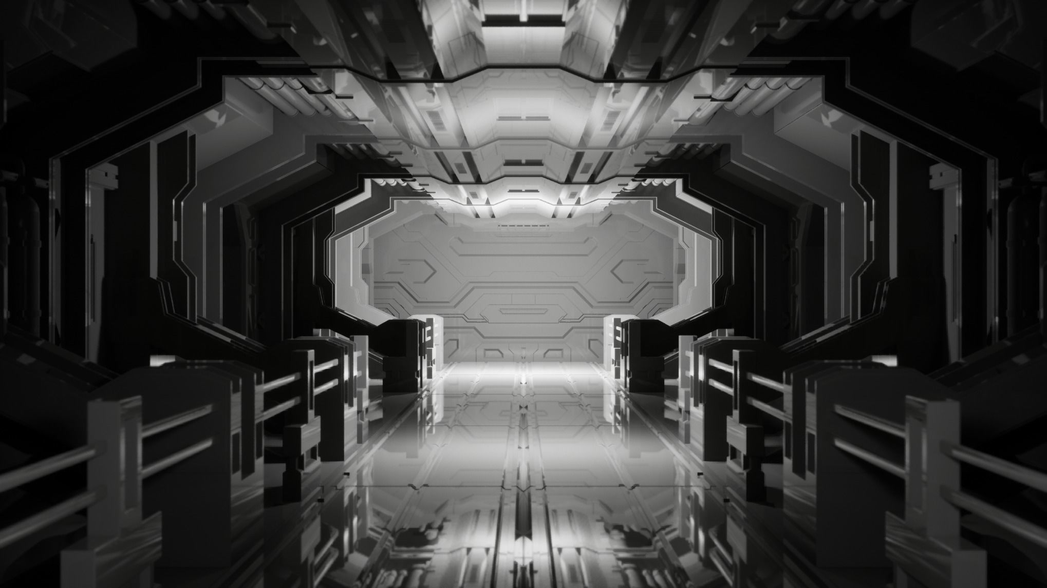 Modular Sci-fi Corridor Kitbash - 3ds Max and UE5 3D model_10