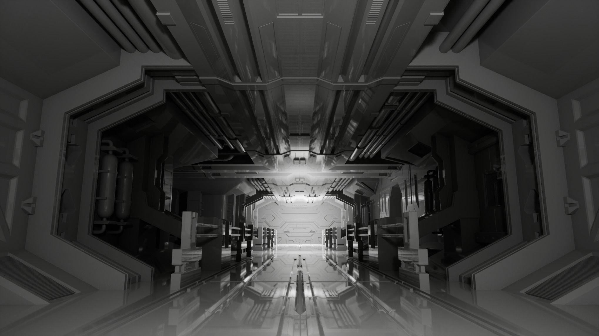Modular Sci-fi Corridor Kitbash - 3ds Max and UE5 3D model_14