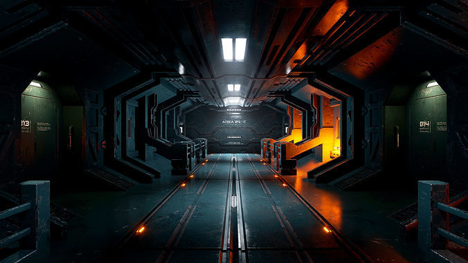 Modular Sci-fi Corridor Kitbash - 3ds Max and UE5 3D model