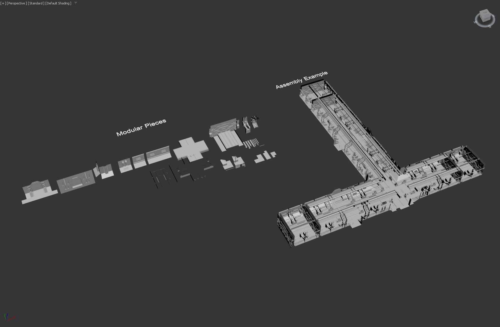 Modular Sci-fi Corridor Kitbash - 3ds Max and UE5 3D model_19