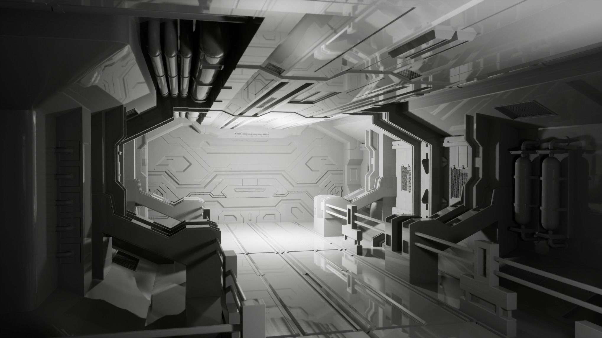 Modular Sci-fi Corridor Kitbash - 3ds Max and UE5 3D model_11