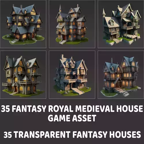 35 Fantasy Royal Medieval House Game Asset Texture