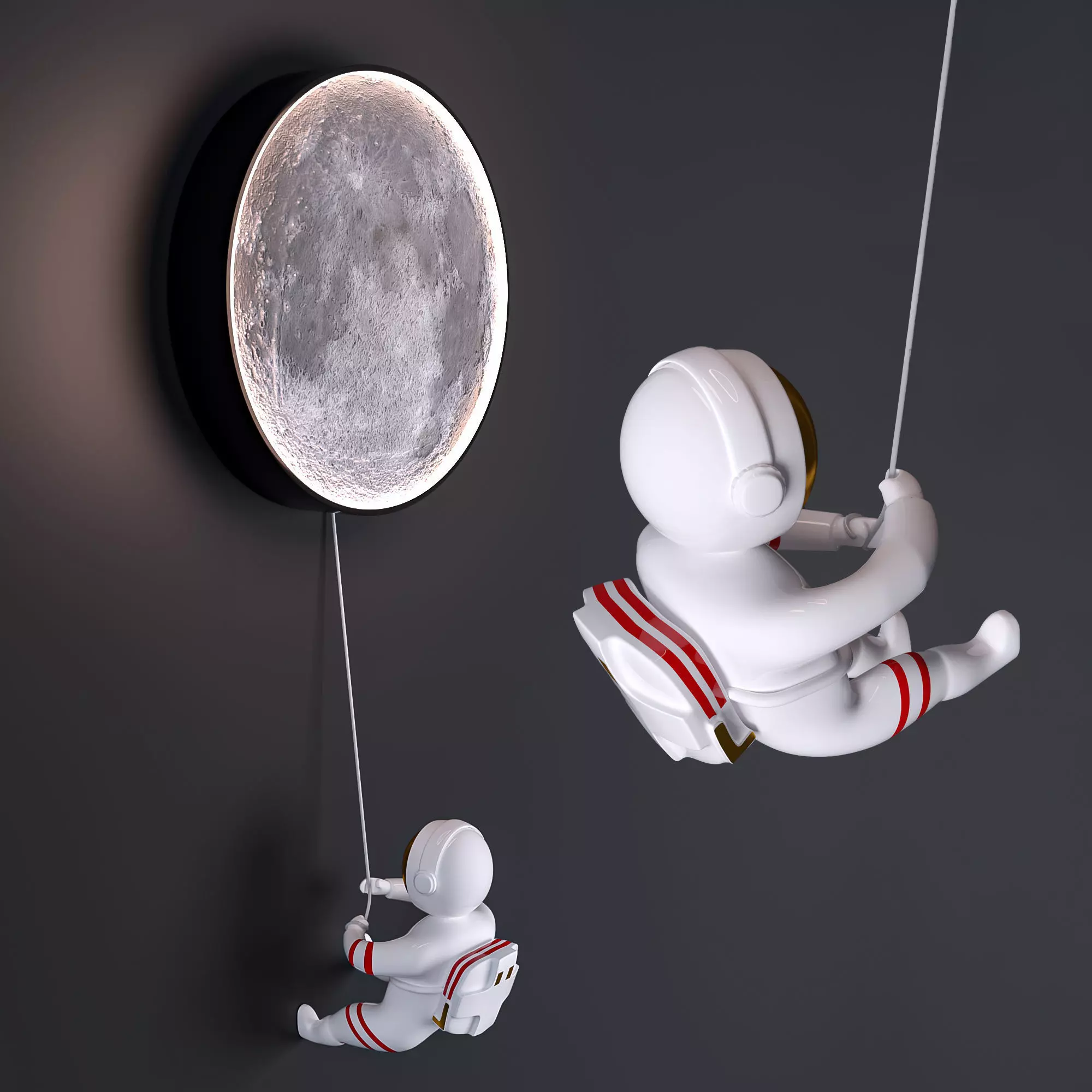 Astronaut And Moon Light Fixture 3D model_0