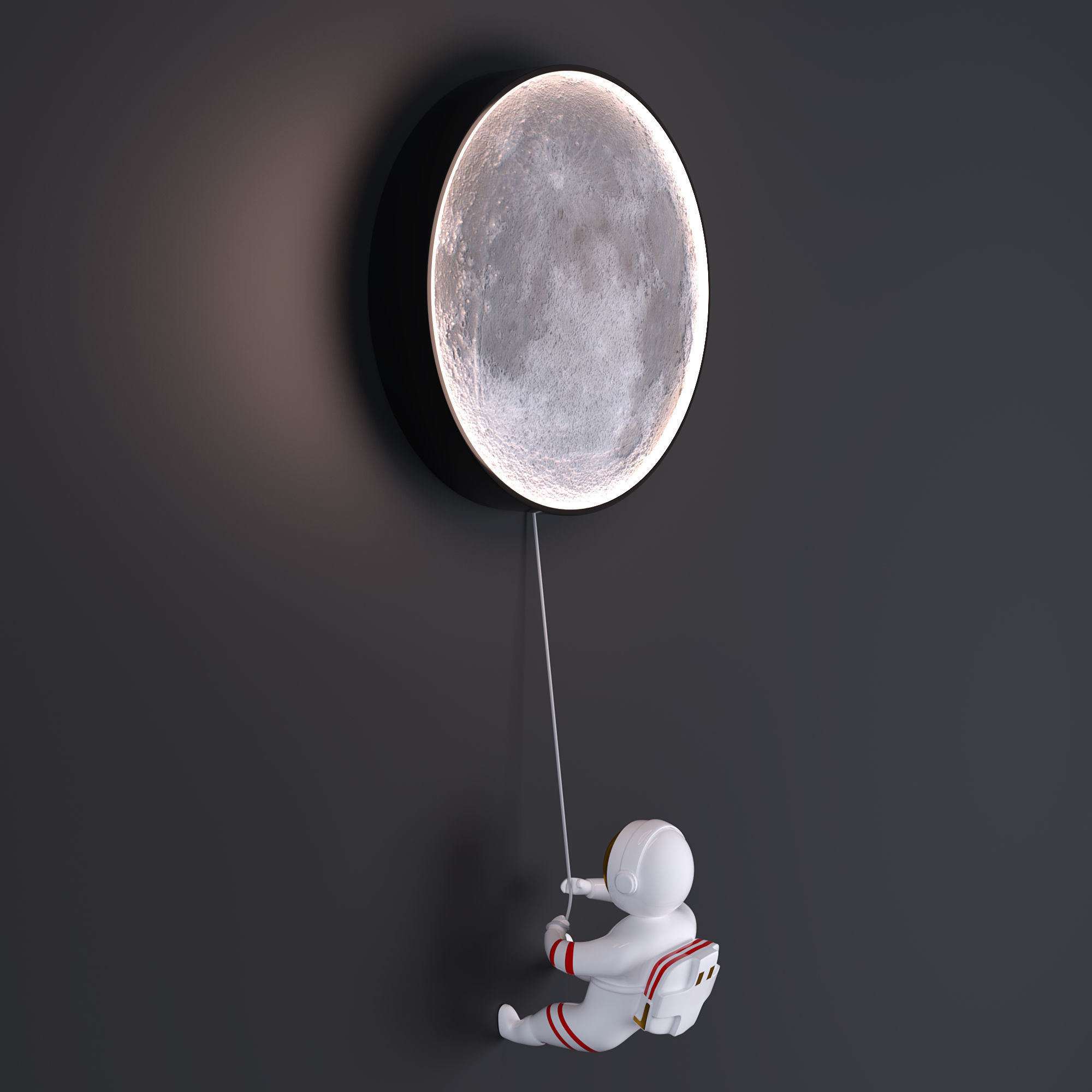 Astronaut And Moon Light Fixture 3D model_1
