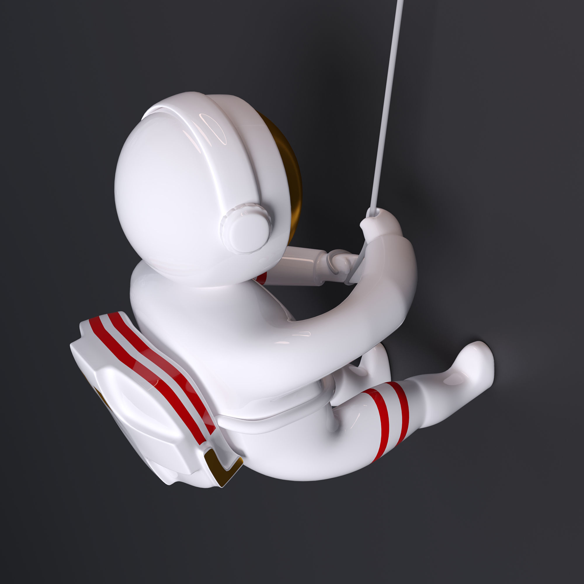 Astronaut And Moon Light Fixture 3D model_2