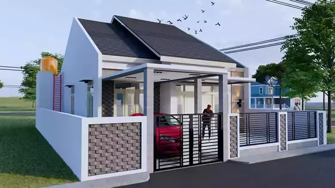 House 3d Minimalist 1 flloor  Full Interior Desain  3D model