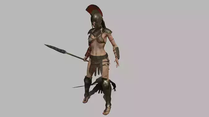Female Gladiator Low-poly 3D model