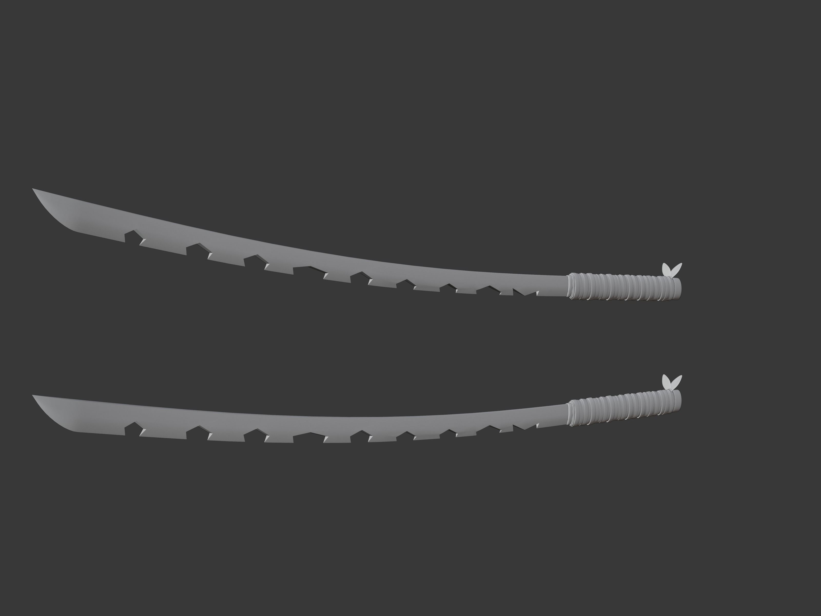 Inosuke Sword - Demon Slayer kimetsu no yaiba Low-poly 3D print model_5