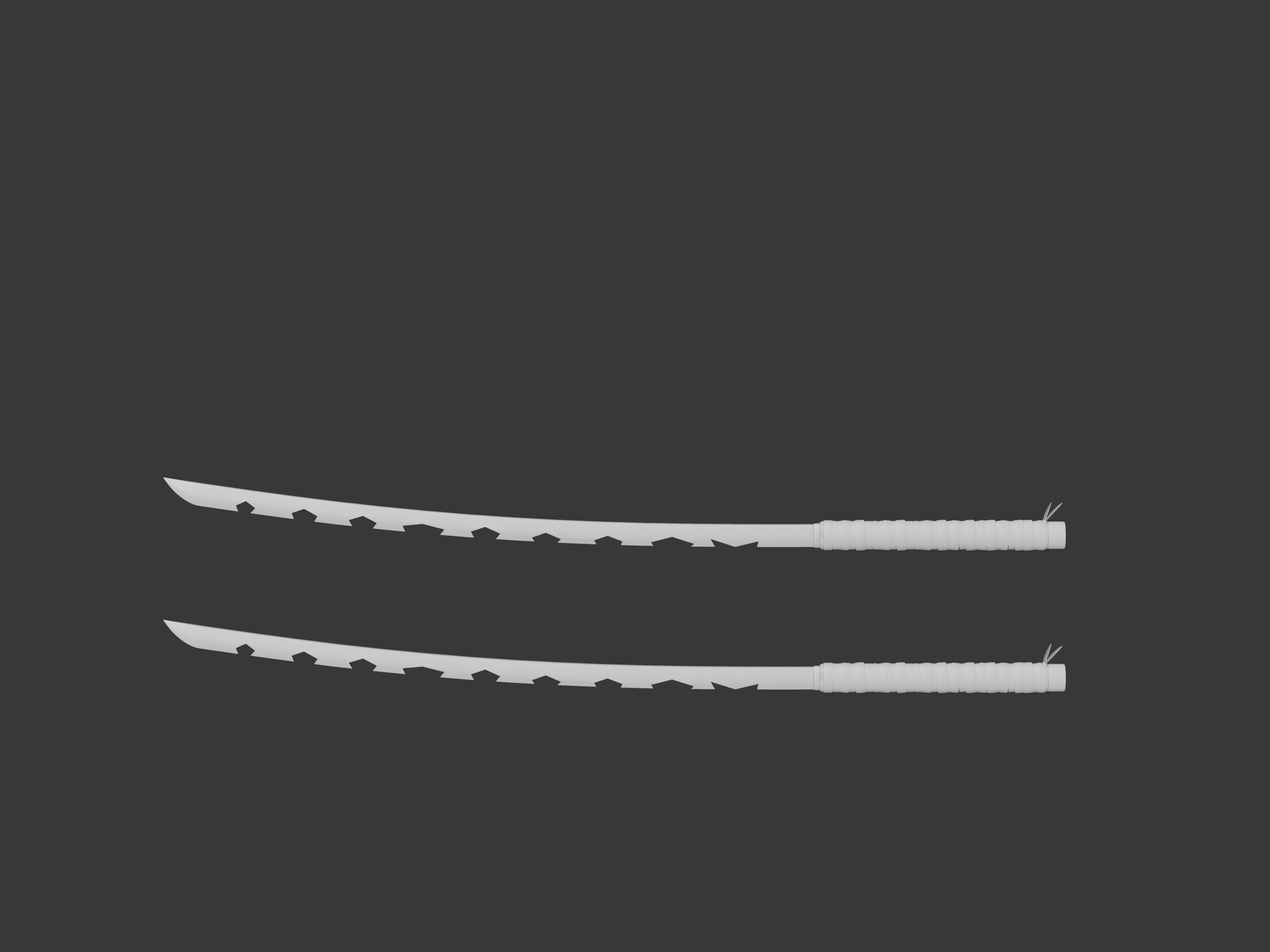 Inosuke Sword - Demon Slayer kimetsu no yaiba Low-poly 3D print model_4