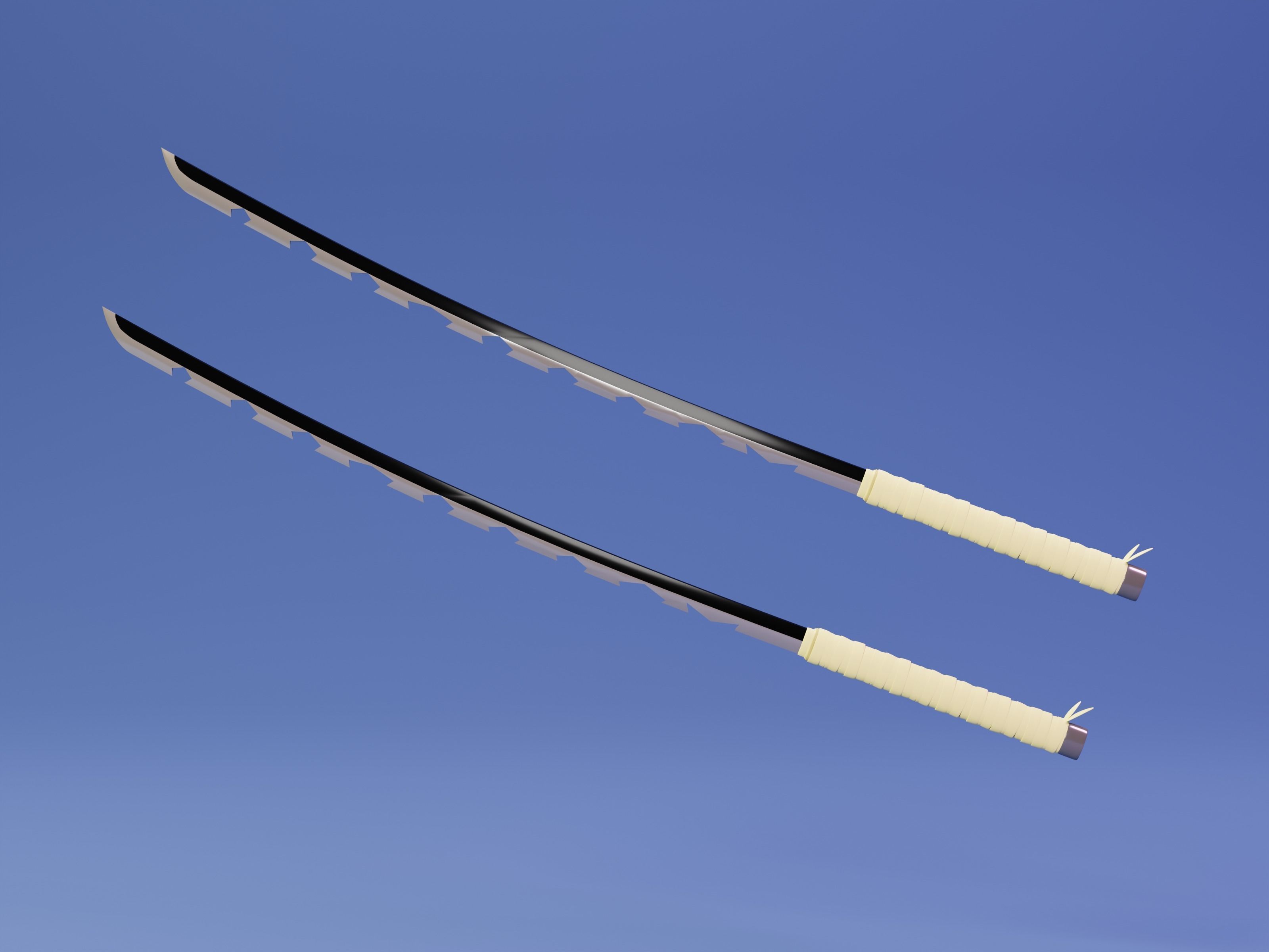 Inosuke Sword - Demon Slayer kimetsu no yaiba Low-poly 3D print model_2