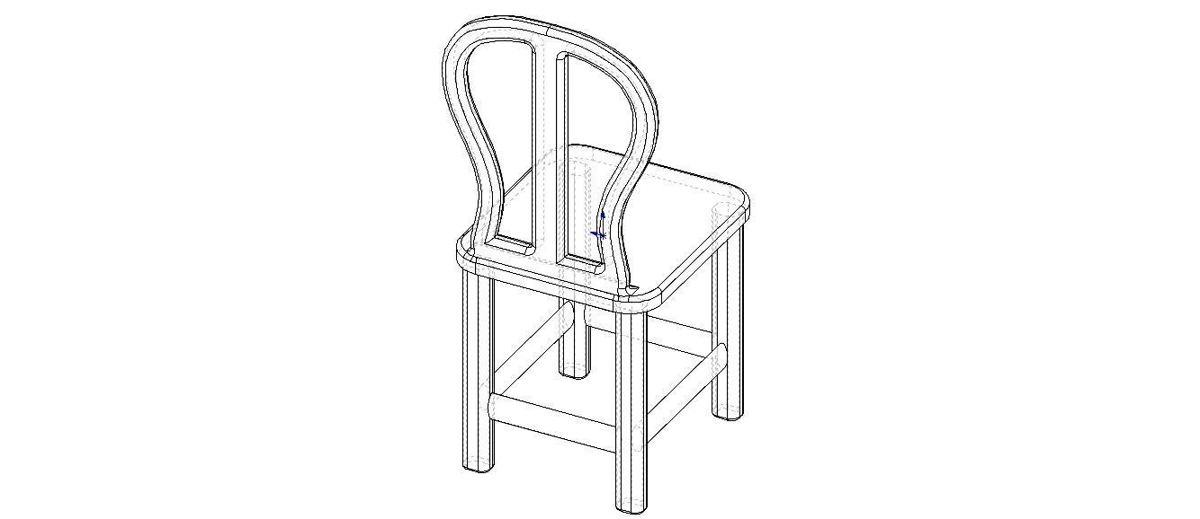 Teak Classic Backrest Dining Chair 3D model_38