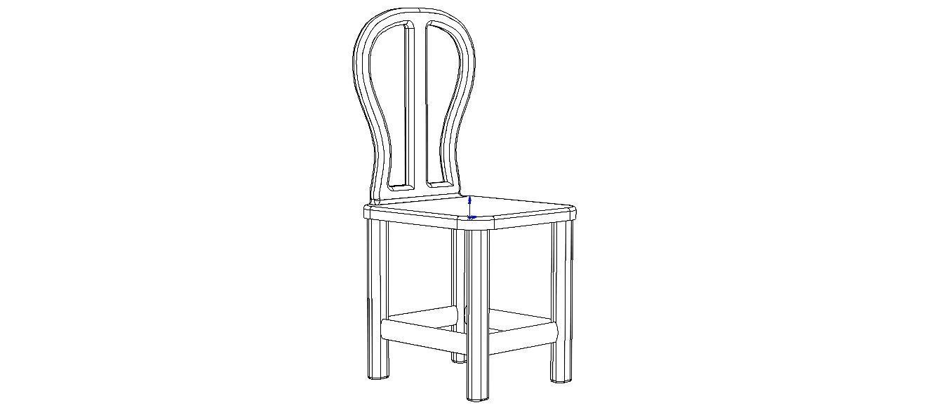 Teak Classic Backrest Dining Chair 3D model_25